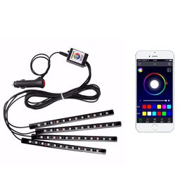 Car RGB LED Strip Light LEDs Strips Lights Colours Cary Styling Decorative Cars Atmosphere Lamps Interior Lighting With Remote 12V usastar