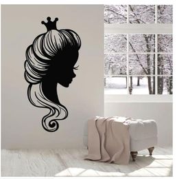 Wall Stickers Princess Decal Face Profile Crown Door Window Hair Salon Girls Bedroom Nursery Home Decor Art WallpaperN1794