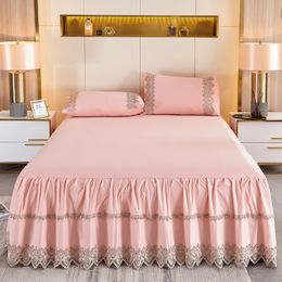 Bed Skirt Solid Color queen size Bed Skirt Lace Ruffle bed spread day bed cover no free Pillowcase colchas 230314