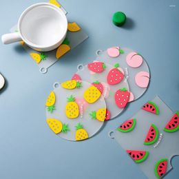 Table Mats 1PCS Fruit Pattern Splicing Placemat Silicone High Temperature Household Washable Cup Bowl Insulation Pad