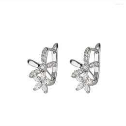 Hoop Earrings CAOSHI Chic Flower Women Everyday Wearable Jewelry With Dazzling Zirconia Delicate Design Dainty Accessories Gift