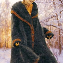 Women's Wool & Blends Girl Robe Fleece Vintage Buttons Cardigan Coat Women Winter Autumn Thick Warm Long Loose Outwear