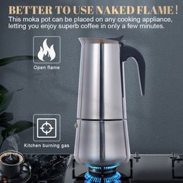 Coffee Makers Stainless Steel Coffee Maker Coffee Pot Moka Pot Geyser Coffee Makers Kettle Coffee Brewer Latte Percolator Stove Coffee Tools 230314
