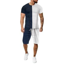 Men's Tracksuits Running Matching Sports 3D Suit Outdoor Color Two-Piece Summer Leisure Men Suits & SetsMen's