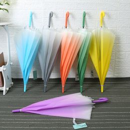 Umbrellas Colorful Rain Umbrella PVC Rain Outdoor Wedding Party Umbrellas Gradient Color Long Straight Handle Umbrella for Adult Kids 230314