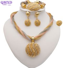 Wedding Jewellery Sets Design Fine Jewellery Sets Dubai African Gold Colour Jewellery Sets Wedding For Women Necklace Set Indian Costume Jewellery Gifts 230313