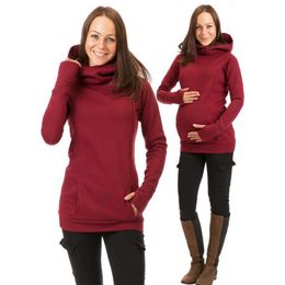 Maternity Tops Tees Sweatshirt Women Nursing Long Sleeves Hooded Breastfeeding Hoodie Pregnant Sleeve Sweater 230313