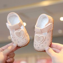 First Walkers Toddler First Walk Shoes Baby Girl princess Shoes Infant Princess Dress Shoes Non-Slip Soft Sole Rubber Toddler Loafers Flat 230314