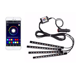 Car LED Strip Light APP Control Cars Interior Lights Upgrated 16 FixedColors Infinite DIY Colours Atmosphere of the LEDs lamps crestech