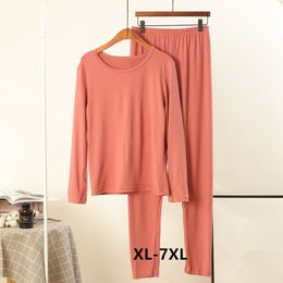 Women's Sleepwear XL-7XL Loose Plus Fat Size Cotton Pyjamas For Women Casual Long Sleeve Winter Underwear Warm Set Elasticity Nightwear Pijamas 230314