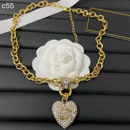 Luxury Designer Pendants Necklaces 18K Gold Plated Stainless Steel Double Letter Choker Pendant Necklace Beads Chain Jewellery Accessories wedding Gifts 2023