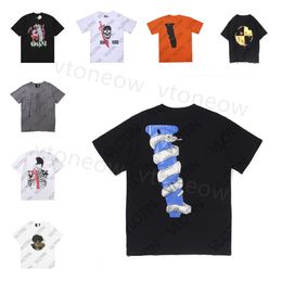 Mens Designer t Shirt Friends Letter Print Tees Big v Men Short Sleeve Hip Hop Style Black White Orange T-shirts Vloness White Shirt Size S-xl