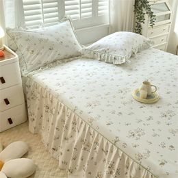 Bed Skirt Floral Bed Skirt With Ruffle Pure Cotton Bed Cover Sheet Single Twin Double Queen Size 230314