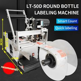 LT-50D Round Plastic Bottle Round Labelling Coding Machine Label Semi-Automatic Device Aluminium Body Bottle Sticker Equipment Tools