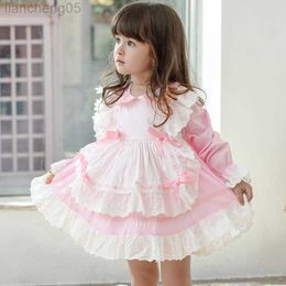 Kız Elbiseleri Butik Bebek Kızlar Elbise 2020 Yaz İspanyol Mahkemesi Tarzı Toddler Uzun Kollu Pamuk Dantel Giysileri Çocuk Prenses Yüksek Kalite W0314