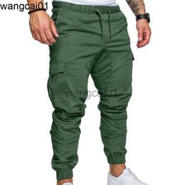 wangcai01 Men's Pants 2022 Fashion New Men's Casual Jogging Pants Solid Colour Pocket Drawstring Waist Tie Ankle Belt Pants 0315H23