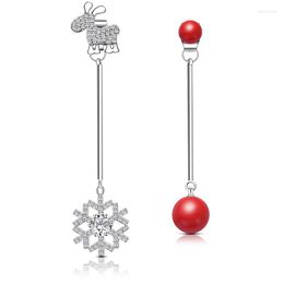 Dangle Earrings 2023 Christmas Theme Fashion Long Paragraph Drop Cute Elk Exquisite Snowflake Copper Zircon Jewellery Gift