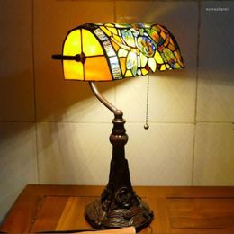 Table Lamps Tiffany Lamp American Retro Bank Light E27 Bedroom Living Room El Bedside