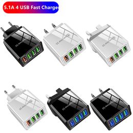 USB Mobile Phone Charger QC 3.0 4 Ports Fast Charging Power Adapter Travel For Samsung Huawei