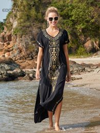 Shawls Embroidery Beach Cover up Saida de Praia Swimsuit Women Bikini cover up Tunics for Beach Pareo Sarong Beachwear #Q790 230314