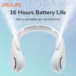 Portable Air Coolers JISULIFE Portable Neck Fan USB Rechargeable Bladeless FAN MINI Electric Ventilador Silent Neckband Wearable Cooling for Sports 230314