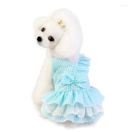 Dog Apparel Lace Tullle Dress Pet Clothes For Small Dogs Party Birthday Wedding Bow Knot Ball Gown Puppy Costume Cute Clothing