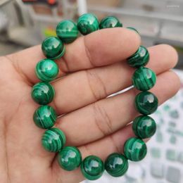 Decorative Figurines 12mm Natural Green Malachite Round Gemstone Beads Stretchy Bracelet Gift