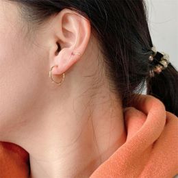 Hoop Earrings Classic 18K Gold Plated Clear CZ Zirconia Paving Thin For Women Girl Unisex Casual Elegant Luxury Shiny Jewellery