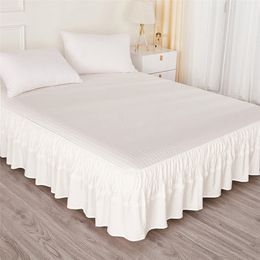 Bed Skirt 1PC Bed Skirt White Lace Wrap Around Elastic Bed Shirts Without Bed Surface Bed Skirt Single/Full/Queen/King Size Home el Use 230314