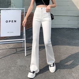 Womens Jeans Flared Woman High Waist Denim Trousers For Female Blue White Black Elastic Skinny Fashion Classic Leisure Wide Leg Pants 230313