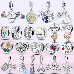 Fit Pandora beads 925 silver charm women jewelry Hug Sister Airplane Passport