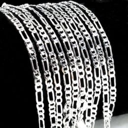 Pendant Necklaces Bulk Wholesale Lots 10PCS Stamped 925 Silver Colour 2mm Womens Necklace Italian Figaro Link Chain 1630 with Lobster Clasp 230313