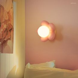 Wall Lamps Children's Room Flowers Cartoon Creative Princess Bedside Lamp Warm Cute Boy Girl Bedroom Decor Lights LED