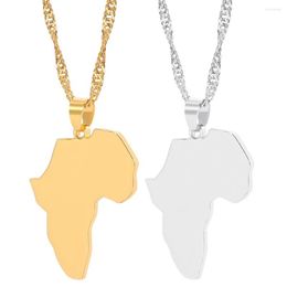 Pendant Necklaces African Map Men Women Stainless Steel Gold Silver Colour Necklace Choker Jewellery Gift Accessories