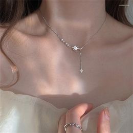 Pendant Necklaces Simple Tassel Zircon Star Charm Pendants Necklace For Women Girls Statement Christmas Jewellery Gift Dz760