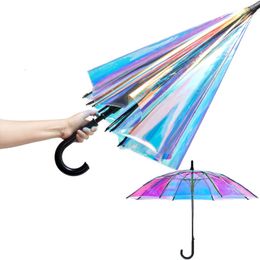 Umbrellas Laser Umbrella Unicorn Kids Cartoon Umbrellas Rainbow Film Colour Changing Umbrella Children Transparent Umbrellas Drop 230314