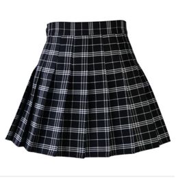 Skirts Women Casual Plaid Girls High Waist Pleated Aline Fashion Uniform With Inner Shorts 230313