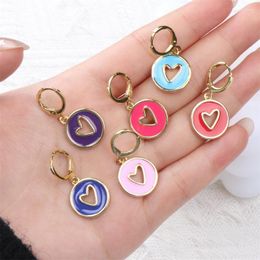 Hoop Earrings & Huggie Simple Design Enamel Hollow Heart For Women 2023 Fashion Ear Cuff Piercing Dangle Jewelry Gifts Odet22