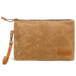 3pcs Cosmetic Bags Women Men Unisex Retro Khaki Brief Canvas Travel Long Storage Bag Mix Colour