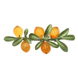 Vintage Plant Fruit Brooch Orange Cherry Leaf Blueberry Cherry Flower Colored Glaze Brooch for Women Jewelry Gift