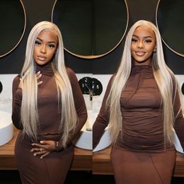 Lace Wigs MELODIE Original Blonde Highlight P18 613 Straight Front Human Hair Wig 13x4 13x6 Frontal for Black Women 230314