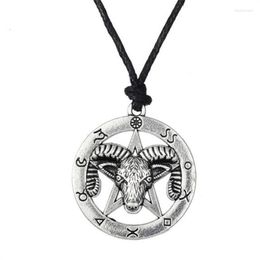Pendant Necklaces Necklace Unisex Goat Pattern And Pentagram With Strange Runes Viking Jewellery Zinc Alloy Provide Drop