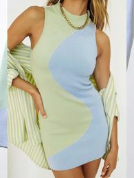 Casual Dresses Kalevest Y2K High Street Elegant Sleeveless Short Dress Light Green Vintage Clothes Women Female Clothing