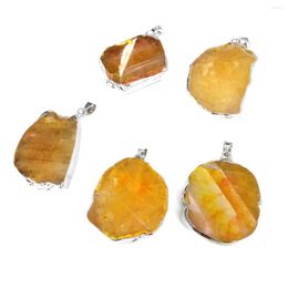 Pendant Necklaces Semi-precious Stones Crystal Yellow Agate Unshaped Silver-plated Crafts DIY Bracelets Earrings Jewellery