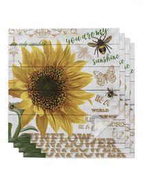 Table Napkin Sunflower Bee Butterfly Wood Board 4/6/8pcs Kitchen 50x50cm Napkins Serving Dishes Home Textile Products