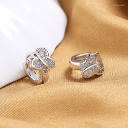 Hoop Earrings S925 Sterling Silver 10MM Fine Butterfly Zircon Necklace For Women Charm Fashion Engagement Wedding Gift Jewelry