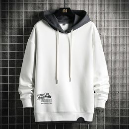 Men's Hoodies Sweatshirts White Hoodies Men Fashion Clothing Color Block Hip Hop Hoodies For Men Streetwear Hooded Sweatshirts Men Long Sleeve Shirts Tops 230313