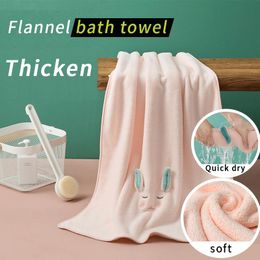 Towel Flannel Thickened Cartoon Animal Bath Quick Absorbent Drying Bathroom Towels 70 X140cm Home Textile