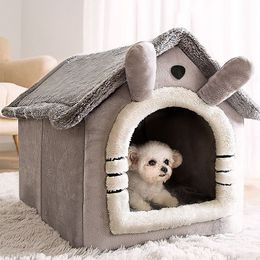 kennels pens Breathable Warm Plush Pet Bed House Washable Soft Cat Cushion Kennel for Small Medium Large Dogs Cats Supplies 230314