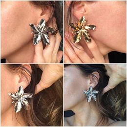 Stud Earrings POXAM Fashion Vintage Large Geometry Golden 2023 For Women Accessories Statement Metal Flowers Ear Earring Jewelry